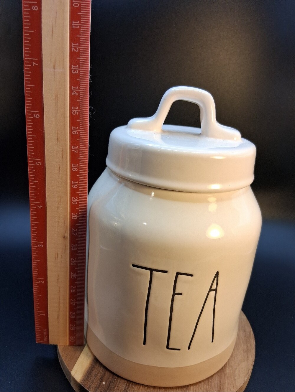 Rae Dunn White Ceramic TEA Canister with Cream Band